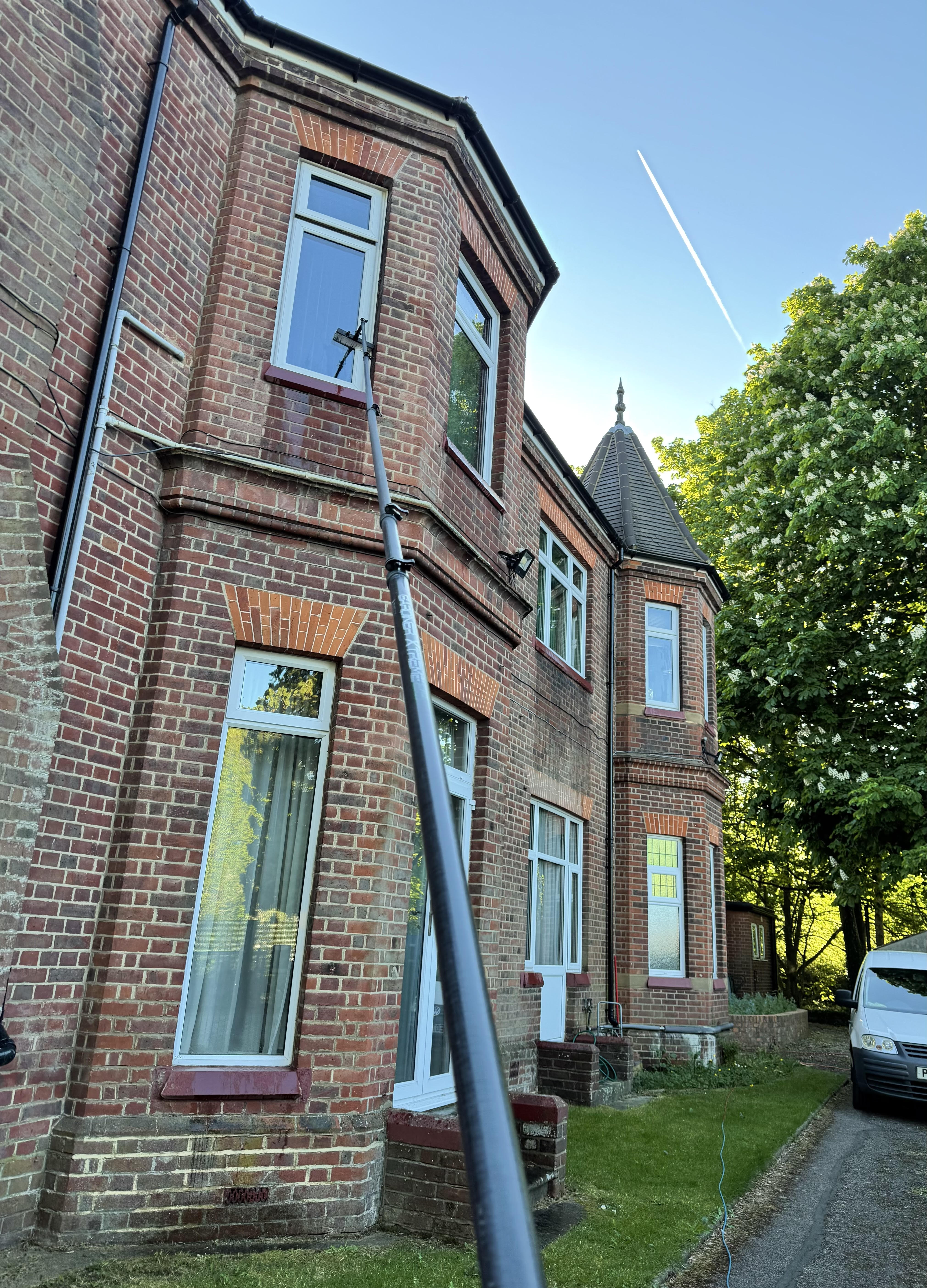 Window cleaning in Borehamwood using pure water reach and wash pole system